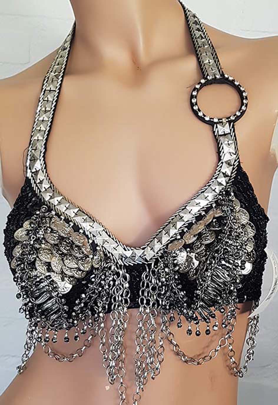 Tribal Belly Dance Set Bra and Belt with Chains