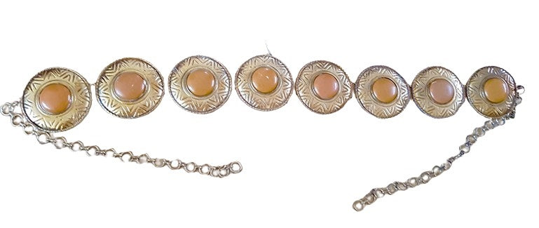Tribal metal hip belt with brown accents