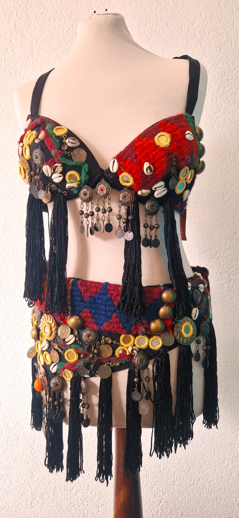 Heavy belly dance tribal belt and bra