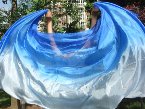 Beautiful silk veil with color gradient in blue
