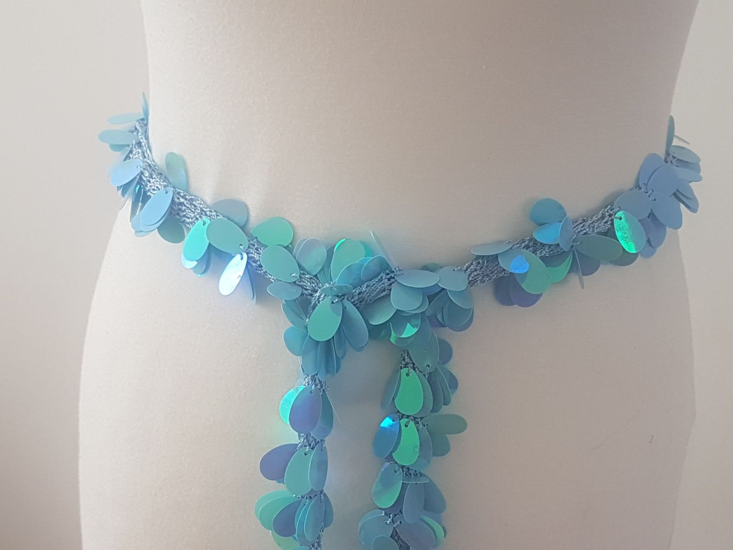 Turquoise Sequin Ribbon for DIY or as a hip scarf