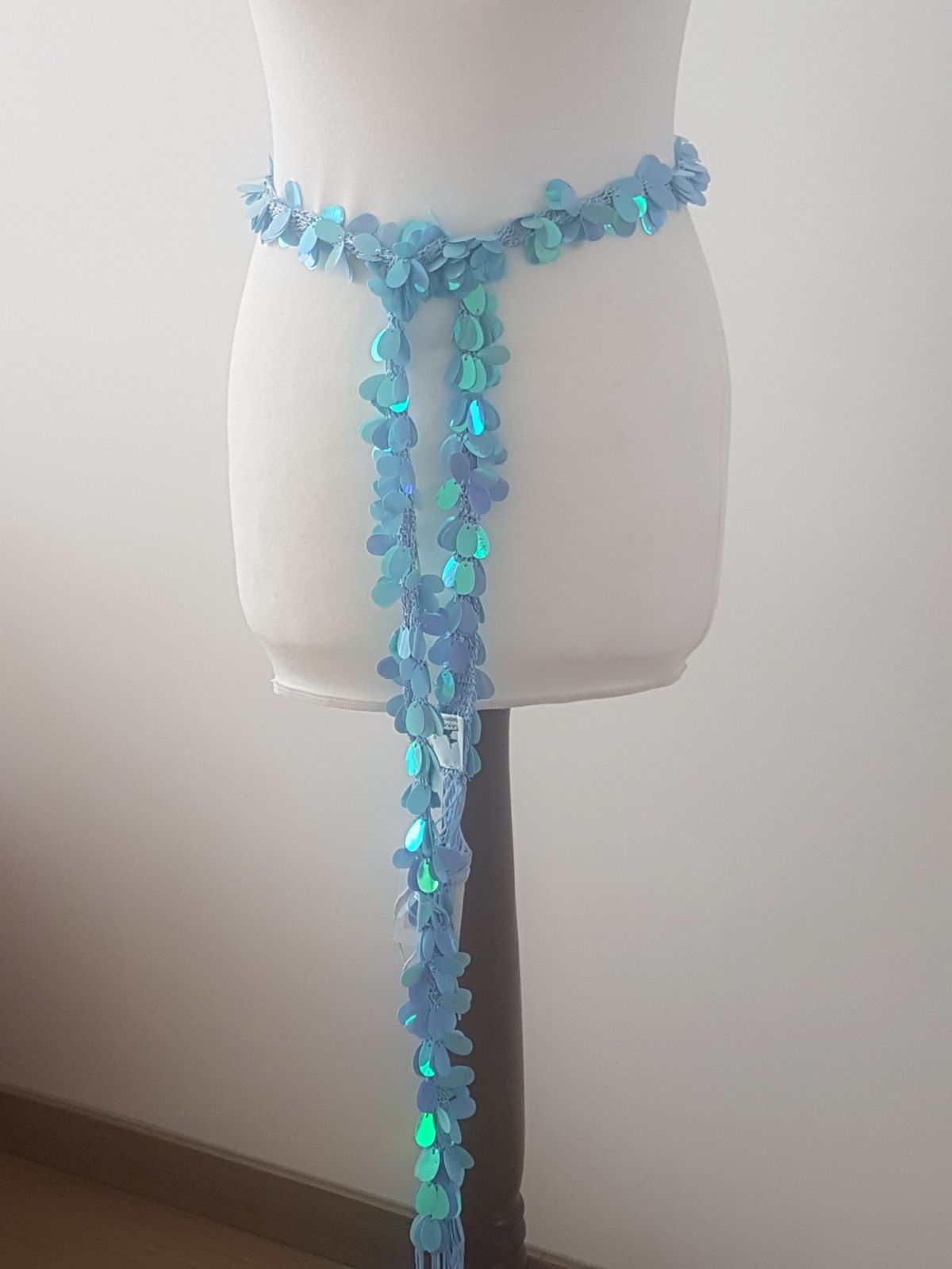 Turquoise Sequin Ribbon for DIY or as a hip scarf