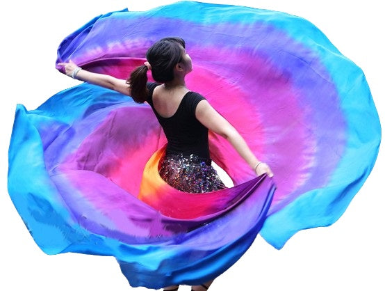 Silk veil in orange fuchsia purple blue turquoise