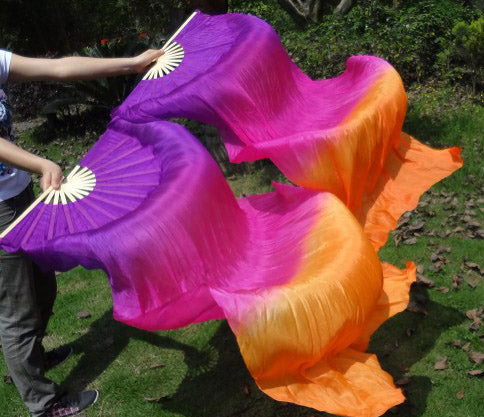 Silk veil fan in purple fuchsia and orange
