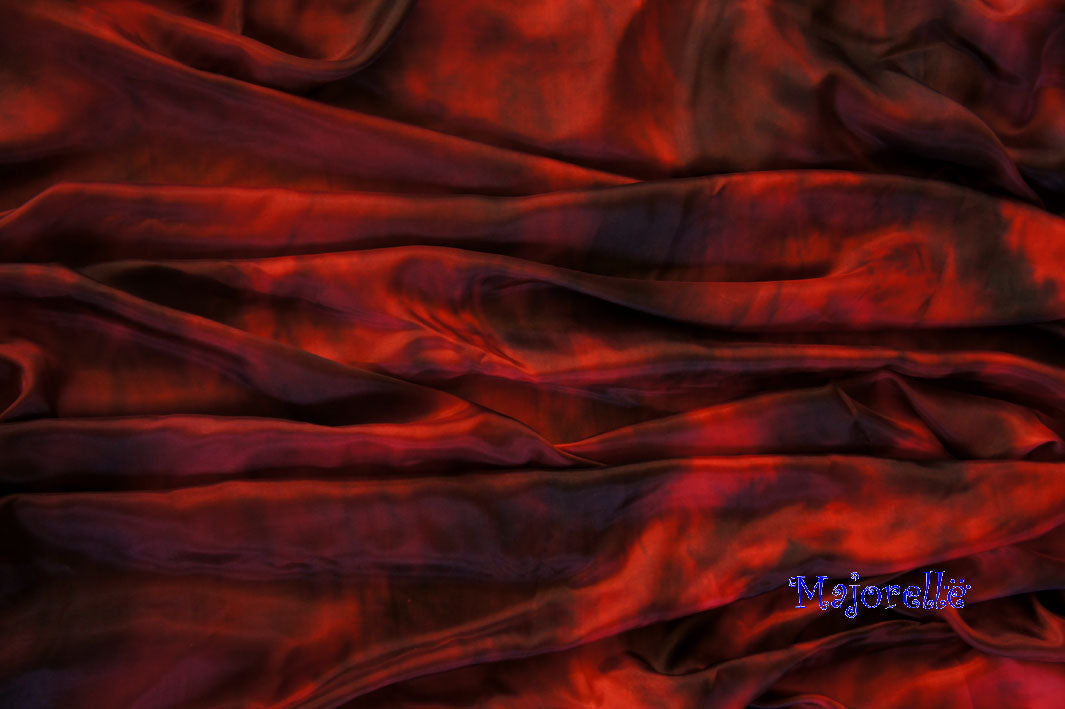 Silk veil tie dye black red