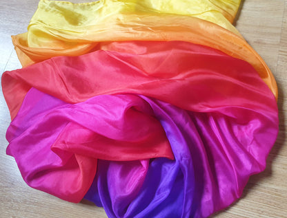 Silk veil in yellow orange red fuchsia purple 100% silk