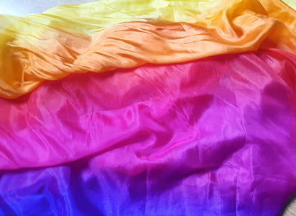 Silk veil in yellow orange red fuchsia purple 100% silk