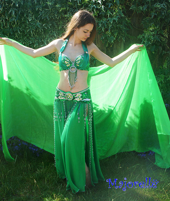 Silk veil in green 100% silk