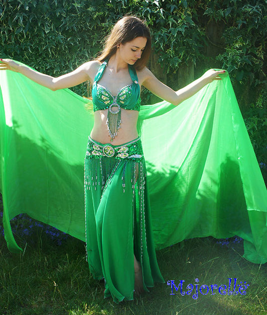 Silk veil in green 100% silk