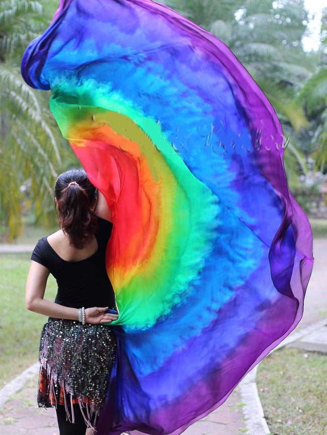 Silk veil half round tie dye Rainbow