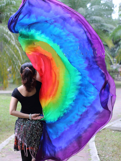 Zijde sluier halfrond tie dye Rainbow