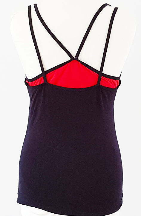Black Racerback Tank Top with Red Top