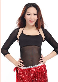 Top with belly net and sleeves in black