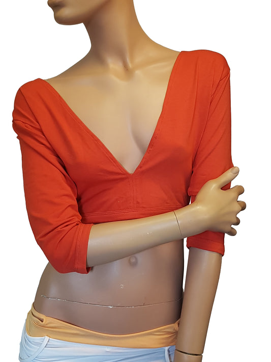 Top dark orange with open back XL