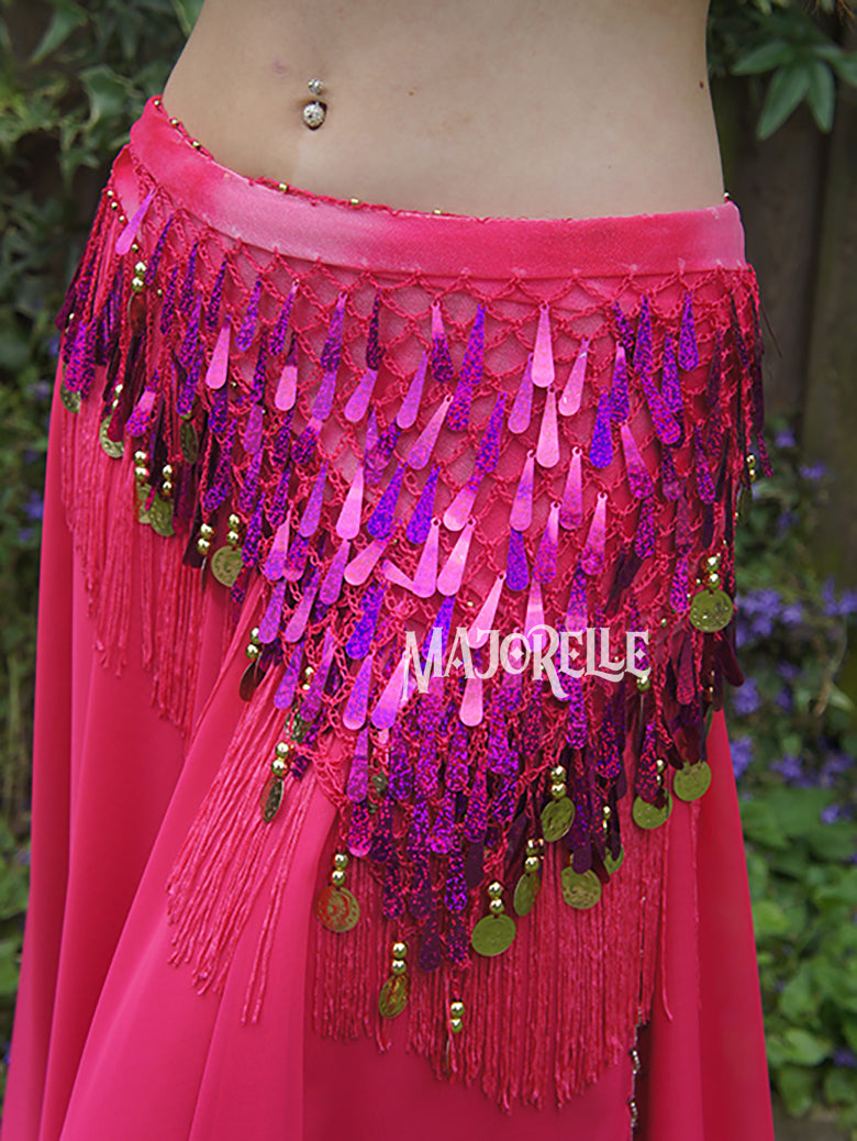 Hip scarf with teardrop sequins