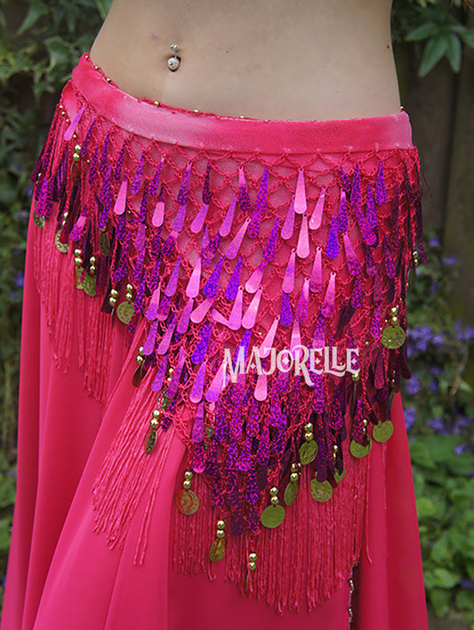 Hip scarf with teardrop sequins
