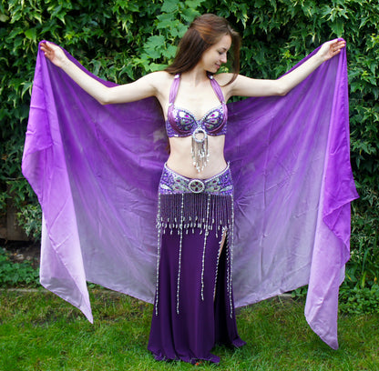 Silk veil in  purple color gradient 100% silk