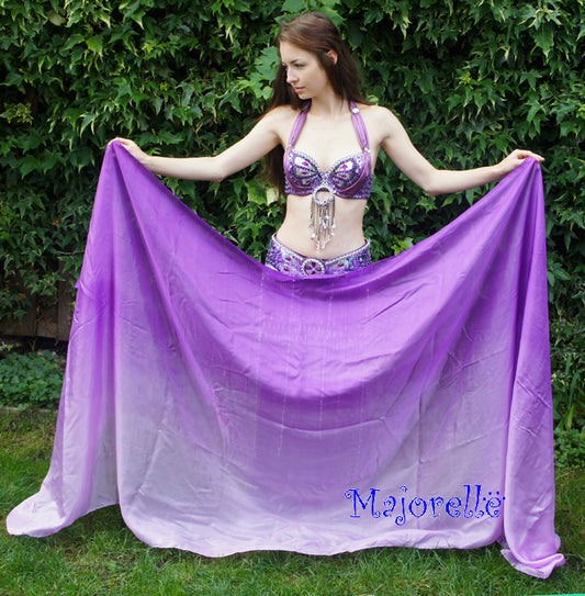 Silk veil in fuchsia color gradient 100% silk