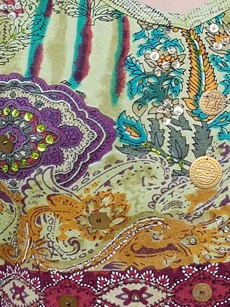 Sleeveless Crop top with batik print in green/blue