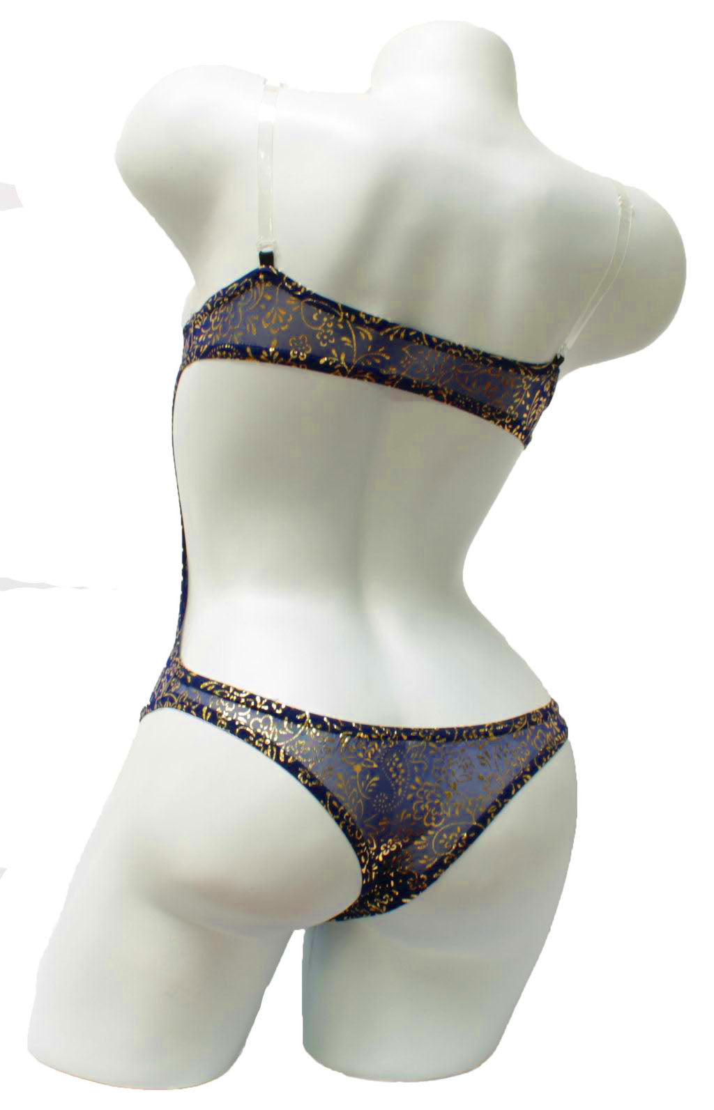 Beautiful darkblue belly dance body with gold glitter