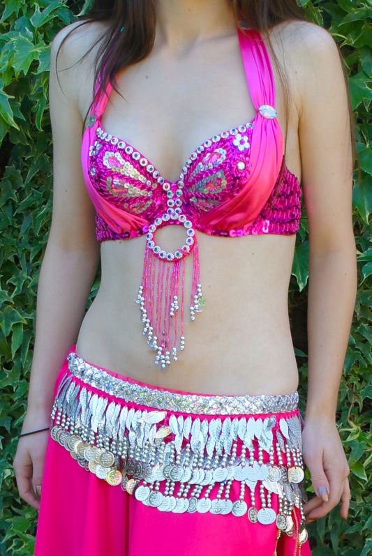 Bra with beautiful sequins in fuchsia