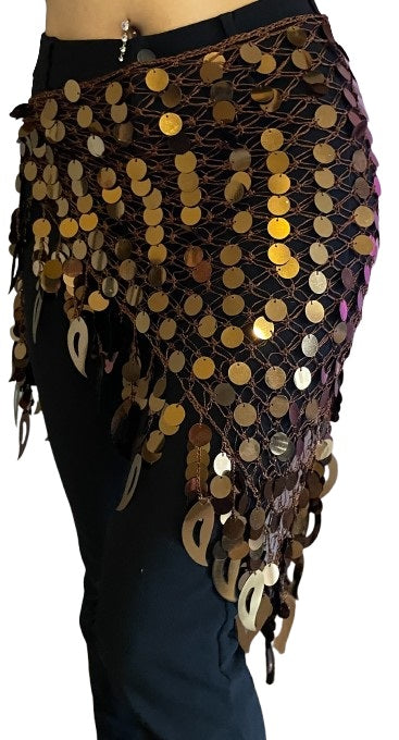 New: Belly dance hip scarf with sequins in turquoise