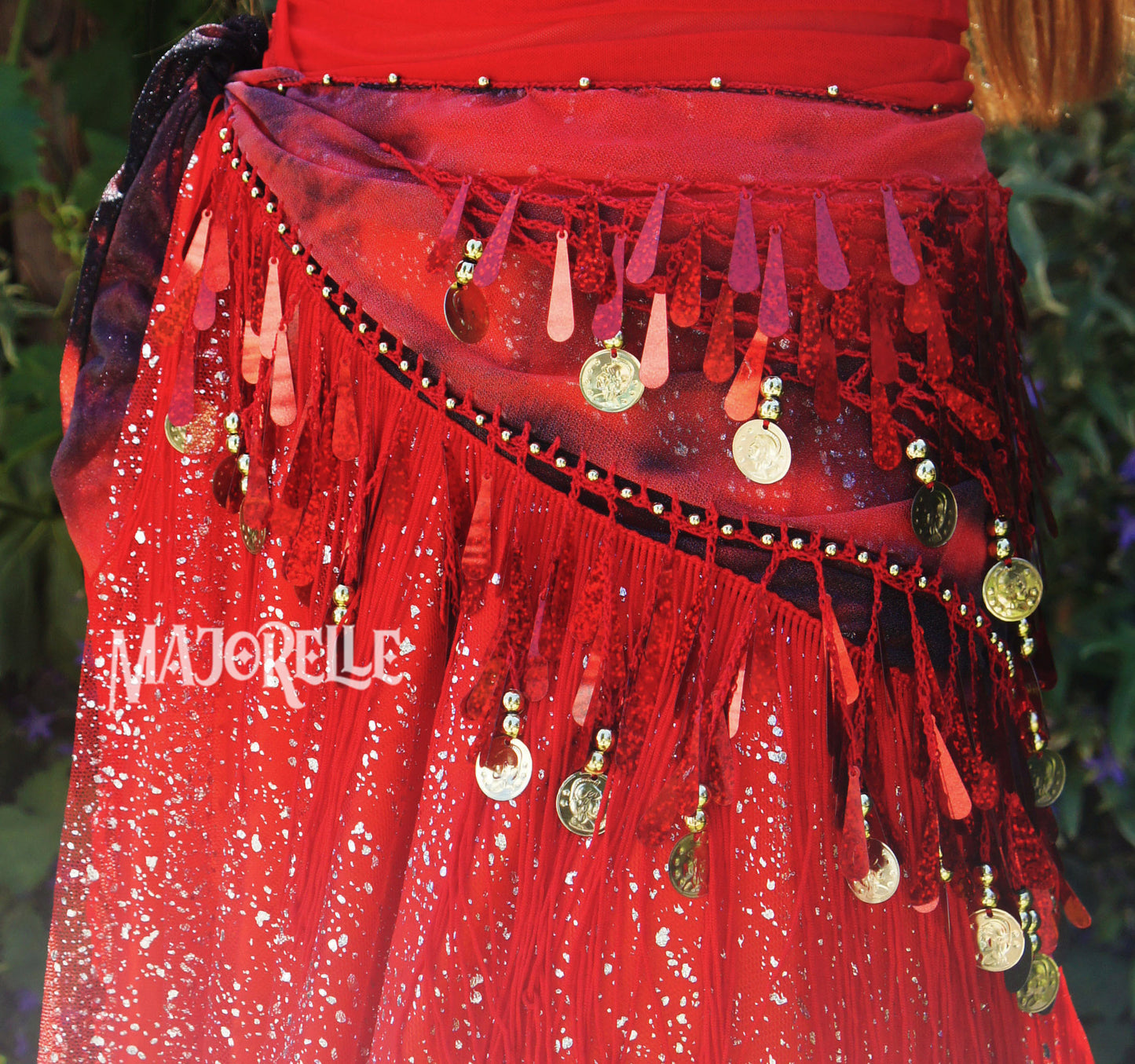 Hip scarf with teardrop sequins