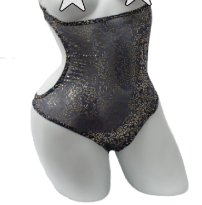 Beautiful darkblue belly dance body with gold glitter