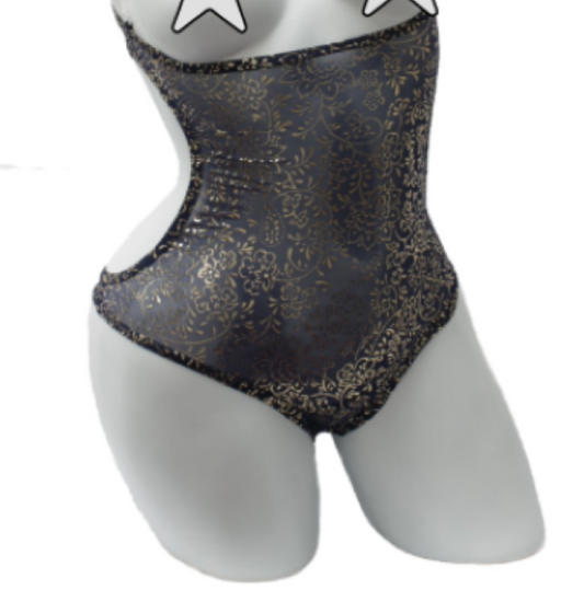 Beautiful darkblue belly dance body with gold glitter