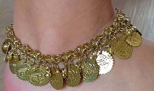 Gold coin anklet