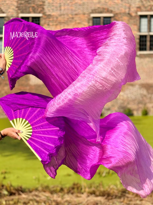 Silk veil fan in purple to light purple, length 150cm,