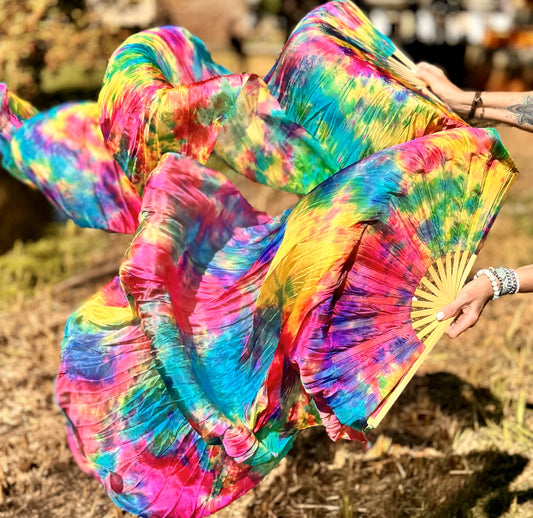 Beautiful Silk Belly Dance Veil Fan Set 'Spring'