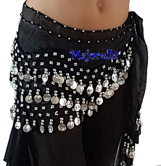 Purple hip scarf with silver coins