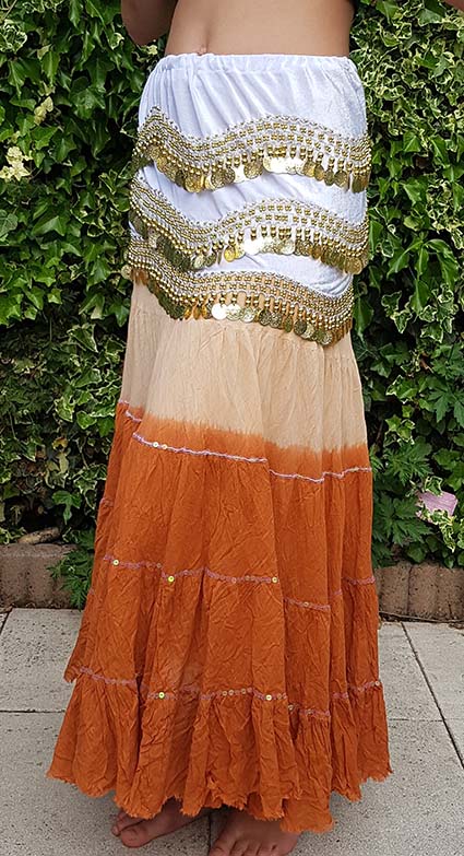 Cotton skirt (100%) with batik gradient in copper.