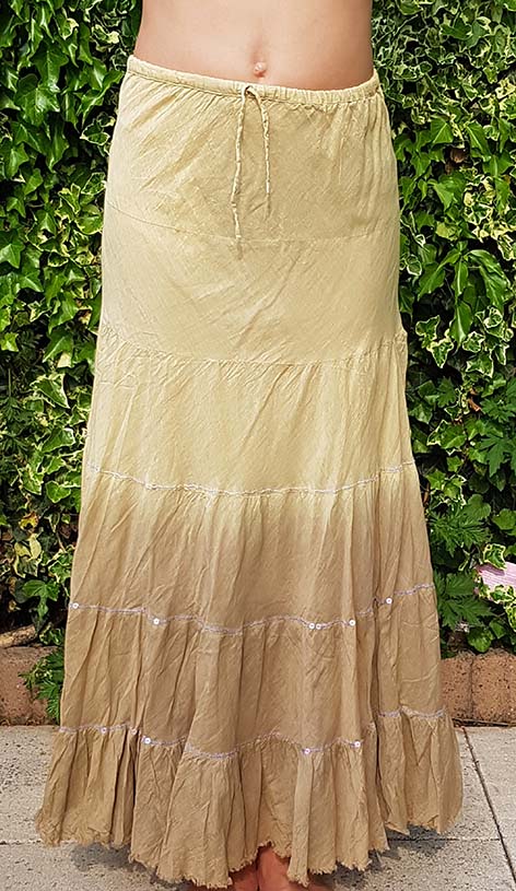 Cotton skirt (100%) with batik gradient in khaki