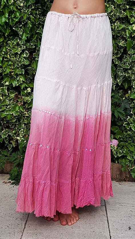 Cotton skirt (100%) with batik gradient in pink
