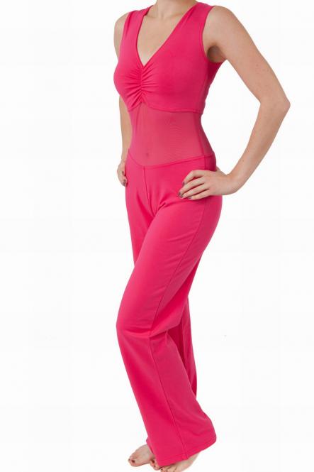 Belly dance Catsuit fuchsia with mesh net 2XL/3XL