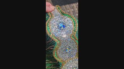 Belly dance costume green - Belt and bra, with jewelry