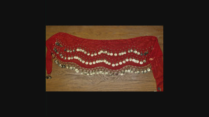 Heupsjaal rood met gouden muntjes