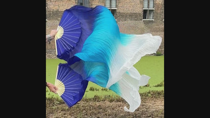 Silk veil fan color gradient blue white