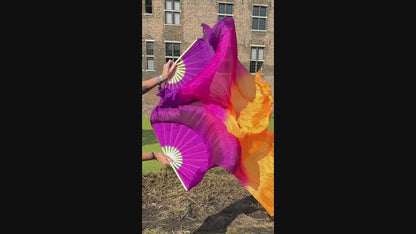 Silk veil fan in purple fuchsia and orange