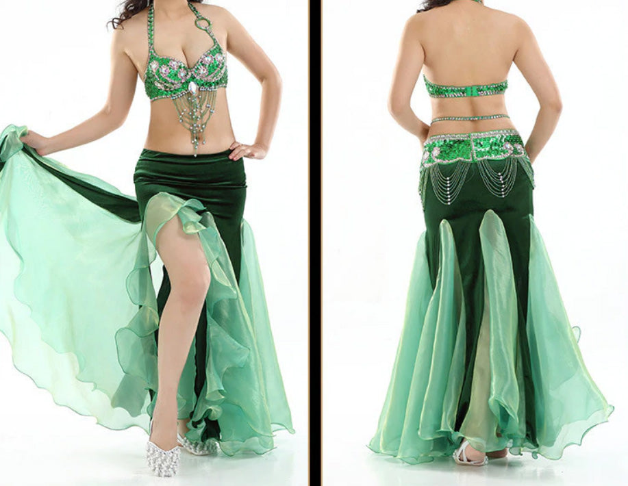 Tight Mermaid belly dance skirt green