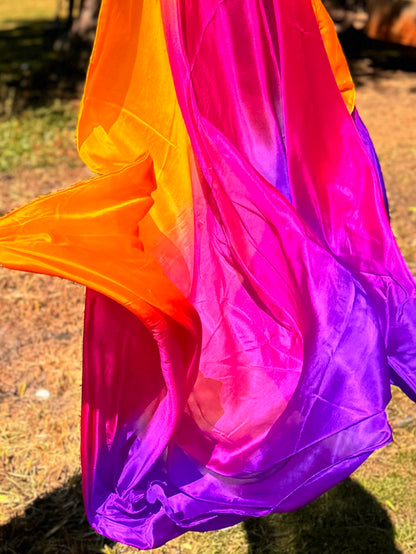 Silk veil in purple fuchsia orange 100% silk