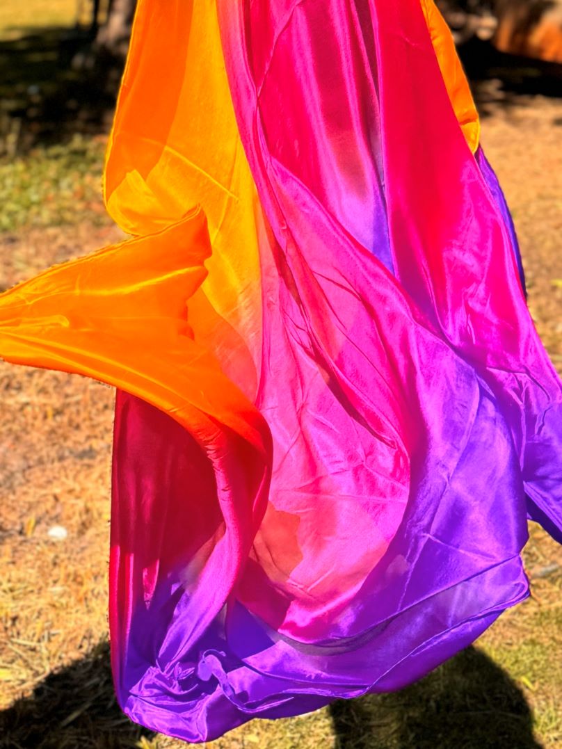 Silk veil in orange fuchsia purple 