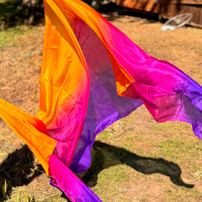 Silk veil in purple fuchsia orange 100% silk