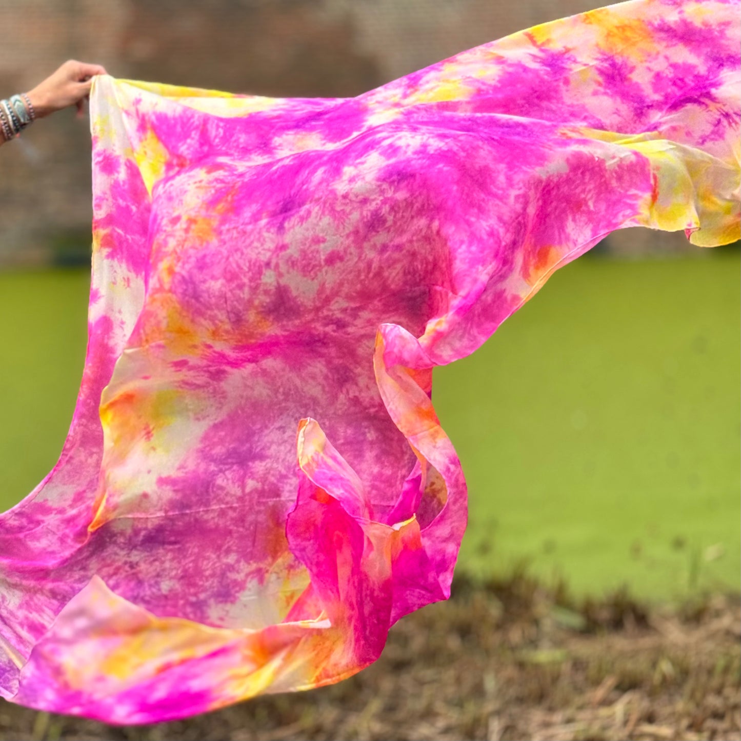 Silk veil in orange fuchsia purple 