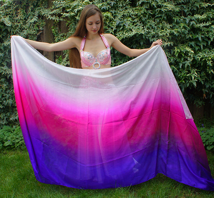 Silk veil in fuchsia color gradient 100% silk