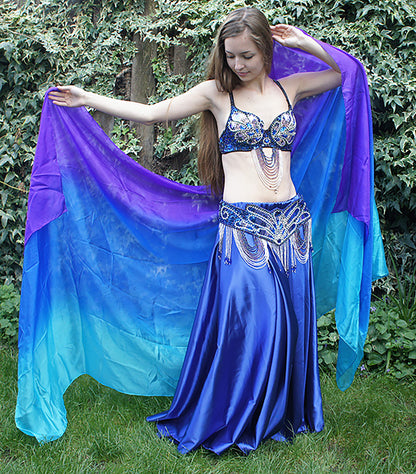 Silk veil in purple blue turquoise 100% silk